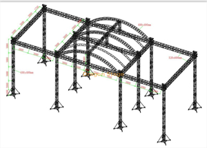 Escenario de concierto cuadrado al aire libre con techo curvo en venta 28x11x12m