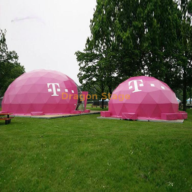 Carpa domo de sujeción para eventos de jardín de color rosa