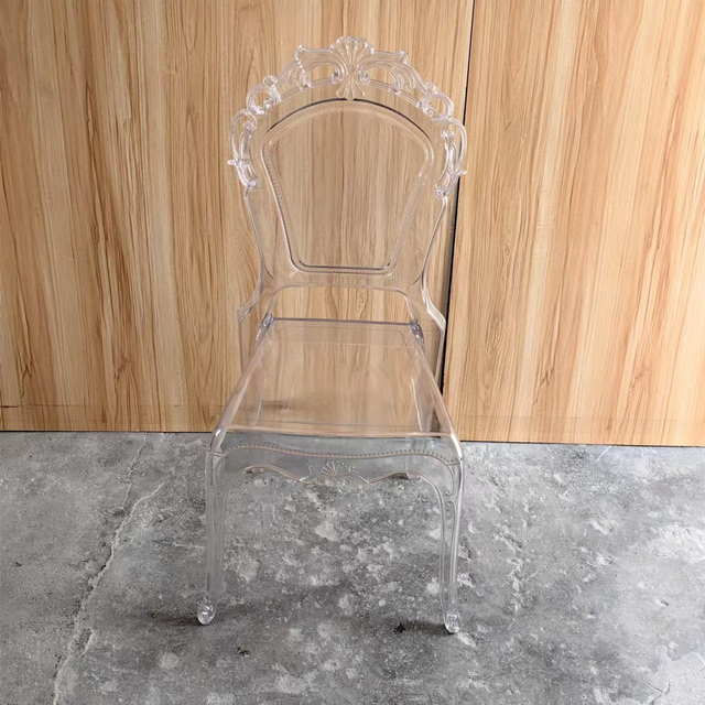 Nueva silla de princesa de cristal acrílico, silla tamaño queen transparente, silla de bambú para PC integrada, suministrada por el fabricante