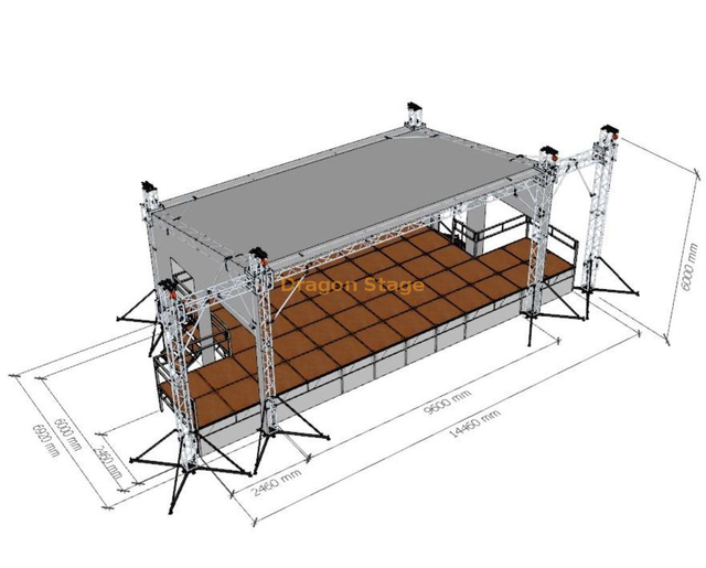 Sistema de estructura de techo plano para escenario al aire libre 10x7x6m