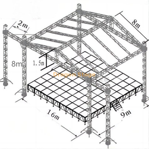 Truss de eventos sonoros de aluminio con techo 16x9x8m