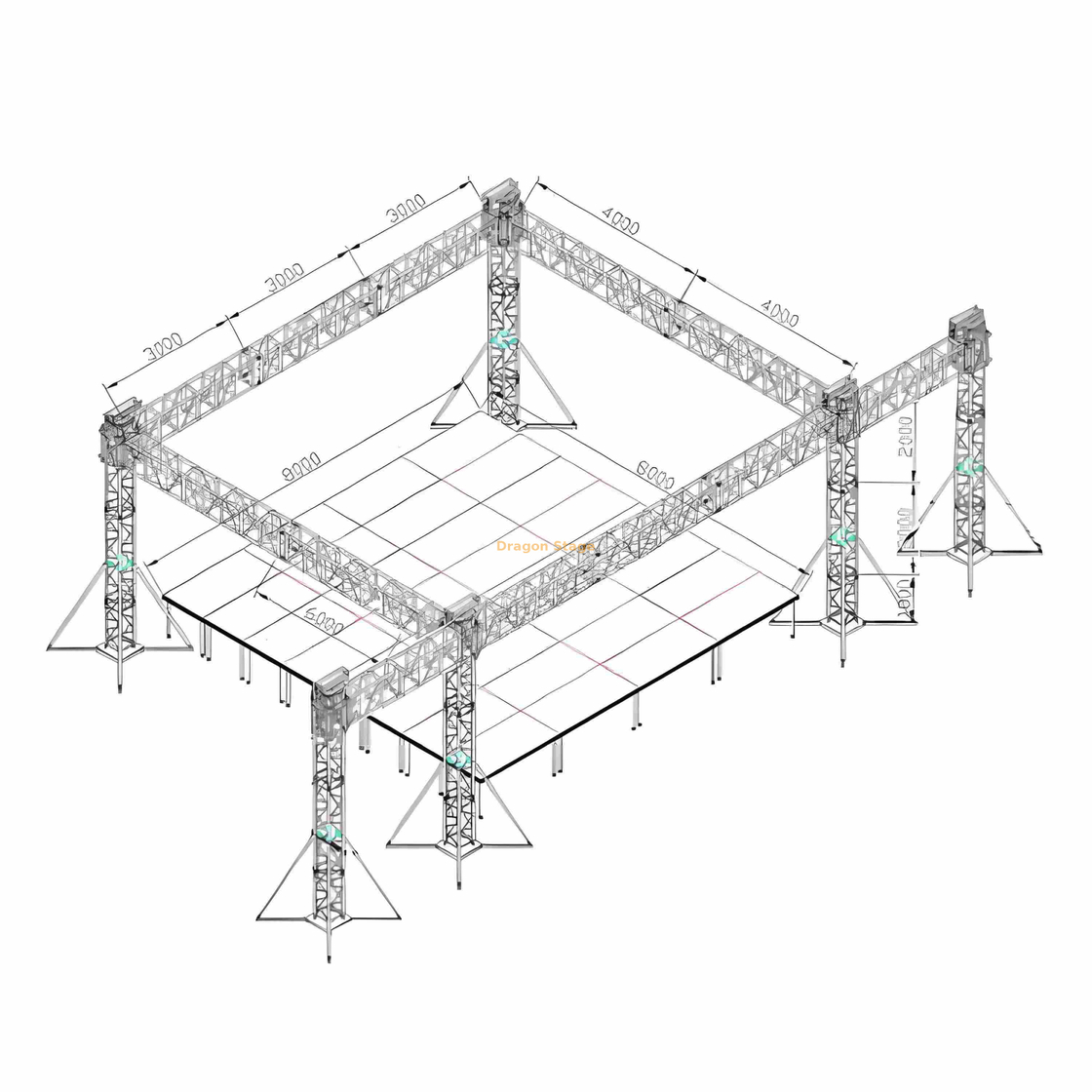 Evento de luces de escenario al aire libre de aluminio truss 9x8x5m