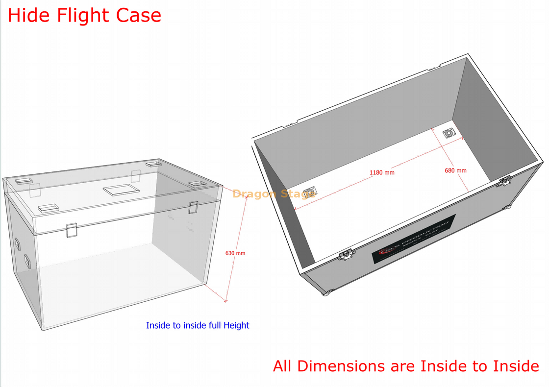Flightcase oculto personalizado 1,2x0,7x0,65m