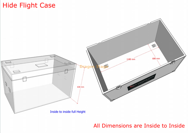 Flightcase oculto personalizado 1,2x0,7x0,65m