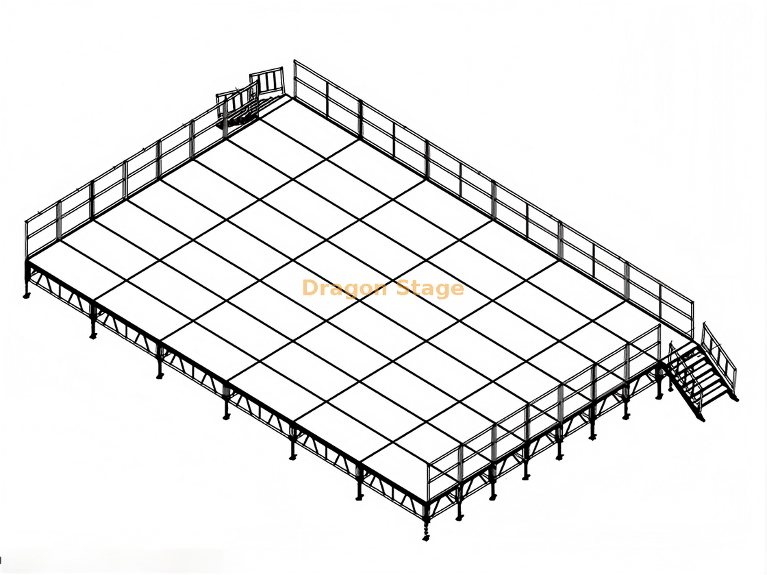 Plataforma de escenario de concierto, escenario portátil móvil de aluminio para eventos al aire libre, 12x8m 
