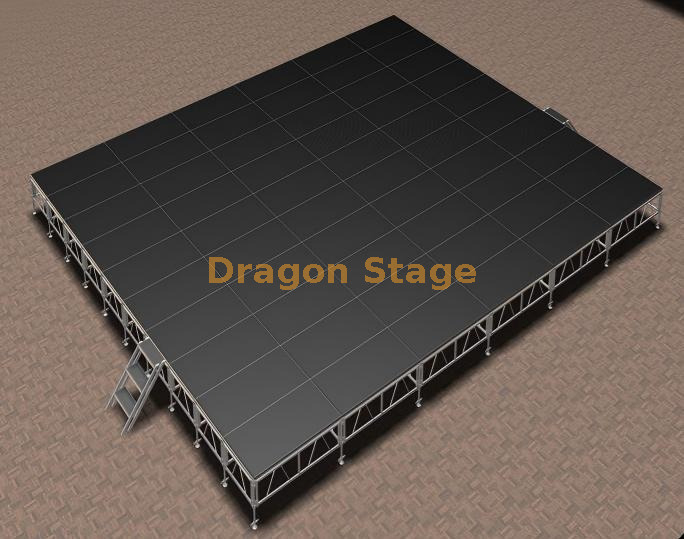 Plataforma de escenario portátil de madera contrachapada antideslizante para eventos 12x10m con 2 escaleras