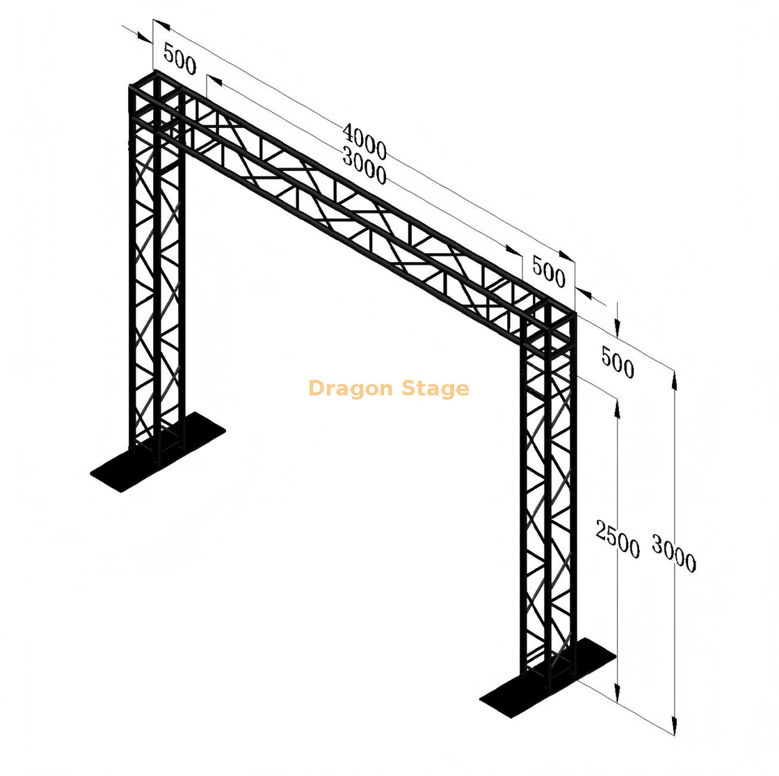 Sistema de armadura de poste de portería móvil de aleación de aluminio de 4x3 m para pantallas LED e iluminación de escenario
