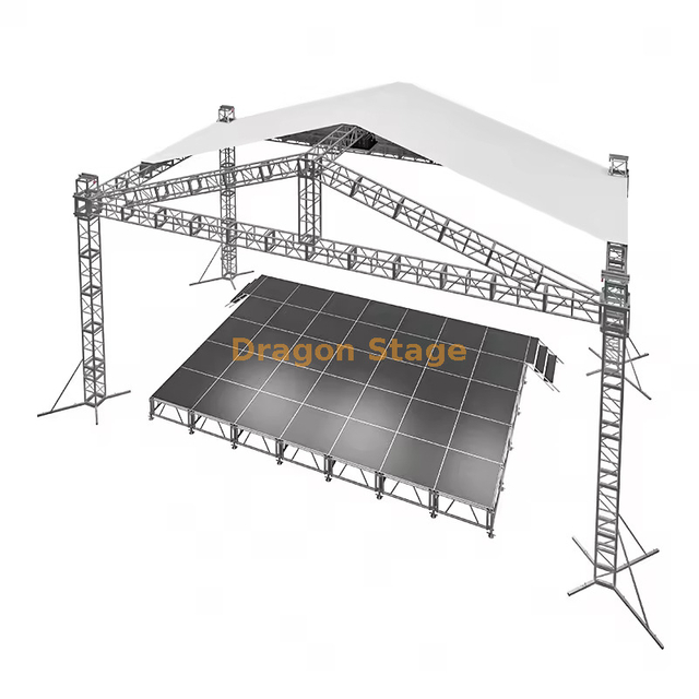 Sistema de armadura de techo de escenario móvil de aleación de aluminio de 12x7x6m con plataforma de escenario