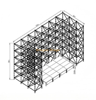 Muro de armadura Ringlock de 14x6x8m con escenario rápido de aluminio de 8x4m y 2 escaleras