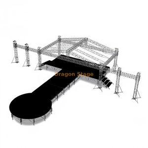 Armazón de iluminación de iglesia de aluminio cuadrado 14x12x6m con alas de pantalla LED de 7m y Line Array de 3m