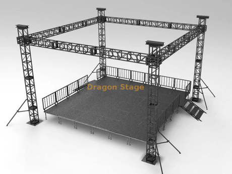 300x300 mm Etapa de armadura de perno de aluminio negro para boda 7x7x6m