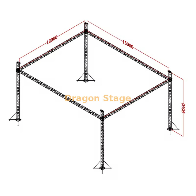 Truss de iluminación de soporte de suelo de aluminio profesional de 15x12x9m (altura de 9m)