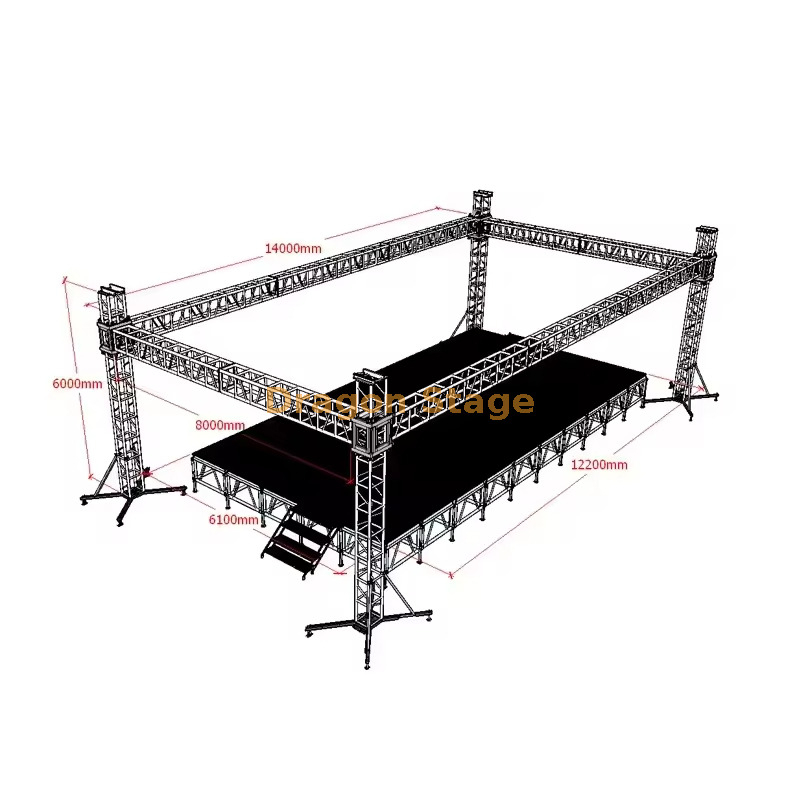 Sistema de armazón de iluminación para eventos de aluminio resistente de 14x8x6m (altura de 6m)