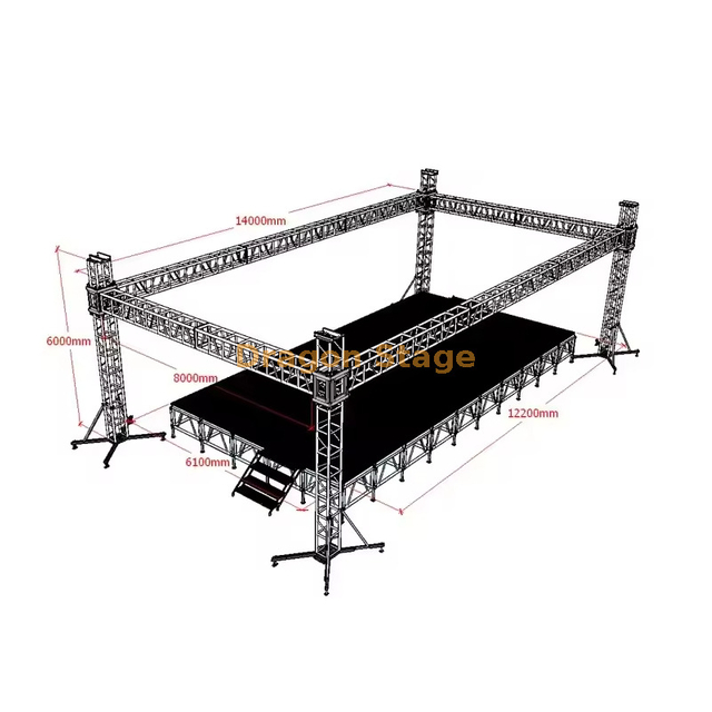 Sistema de armazón de iluminación para eventos de aluminio resistente de 14x8x6m (altura de 6m)