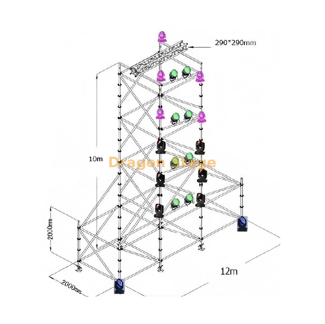 Sistema de andamio de concierto integral de acero profesional de 12 m