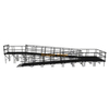Rampa de escenario modular de aluminio en curva de 12,25 x 3,24 m con rellano y barandillas dobles