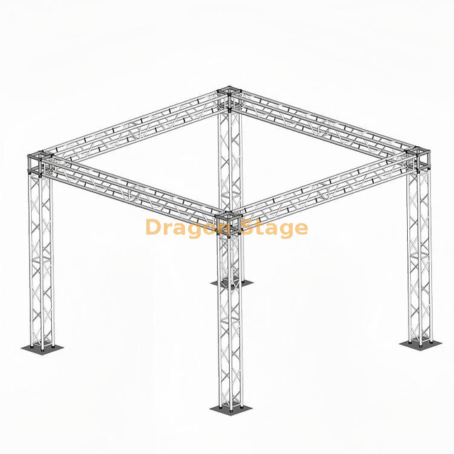 Escenario portátil de aluminio con armazón de techo para DJ 4x4x3m