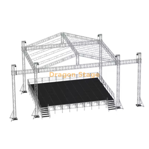 Sistema de escenario con armadura de techo inclinado de aluminio de 10x5x7m con alas gemelas de altavoz de 2m