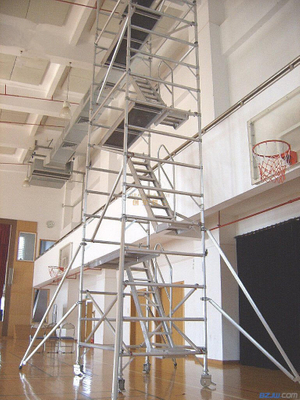 Construcción de pies en movimiento con escalera de 45 grados