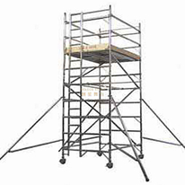 Torre de andamio rodante portátil de aluminio de doble ancho de 4,76 m (plataforma de acceso móvil con ruedas y estabilizadores)