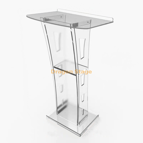 Piso moderno de acrílico de pie, púlpito de iglesia, atril, podio, plexiglás con LED