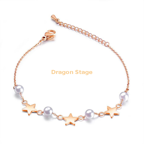 Pulsera ajustable de perlas de estrella de joyería de acero inoxidable de moda para mujer