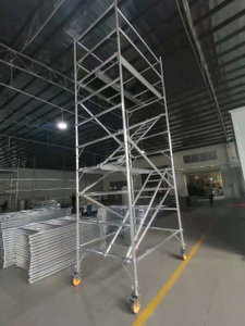 Andamio doble de madera de aluminio de 1,35x2x3,37 m con escalera de escalada