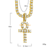 Hiphop Jewelry Unisex CZ Diamond Ankh Key Collar Cadena de tenis