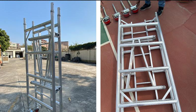 Andamio de aluminio móvil rodante plegable de 2,8 m para mantenimiento de edificios de oficinas