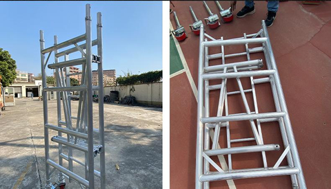 Andamio de aluminio móvil rodante plegable de 2,8 m para mantenimiento de edificios de oficinas