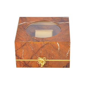 Caja de embalaje de madera de un solo reloj de borde redondo de mármol personalizado de gama alta