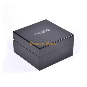 Caja de reloj de madera naranja lacada brillante negra personalizada con almohada de terciopelo en el interior