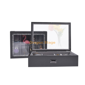 Caja de madera de joyería pequeña con logotipo de pantalla de seda rosa de embalaje de regalo de madera mate con ventana transparente de música MDF personalizada