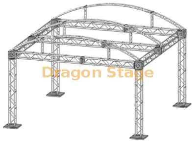 Diseño de armadura de techo curvo para eventos pequeños 4x4x3m