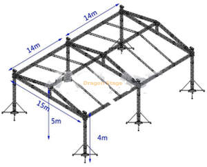 braguero de iluminación cuadrado portátil de aluminio personalizado con espiga de 290 mm con estructura de techo triangular los 28x15x4m 