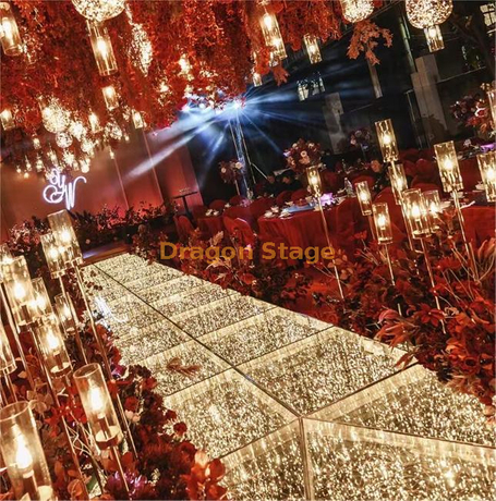 Evento de boda Stary Walk Way Use Square Clear Glass Stage 60x60cm 