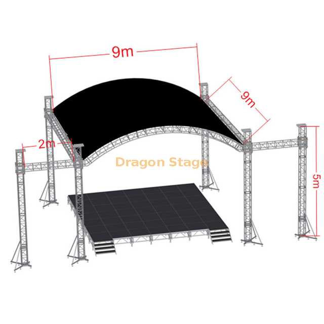 Armazones de techo curvos de escenario Line Array 9x9x5m