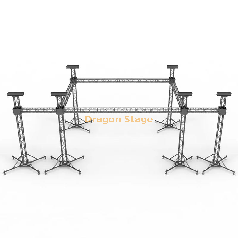 Configuración del escenario de música en vivo en el interior Etapa de 6x6x6m con array de línea truss 2m