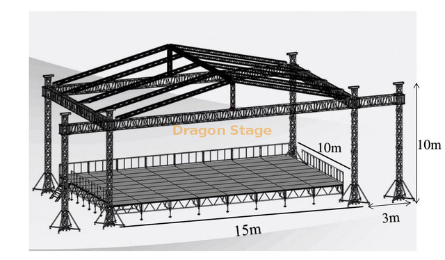 Sistema de truss de escenario de aluminio Concierto 15x10x10m