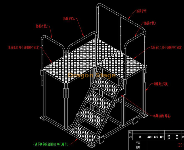 Plataforma de posición del tren de aterrizaje principal de aluminio 1,4x1,3x1m