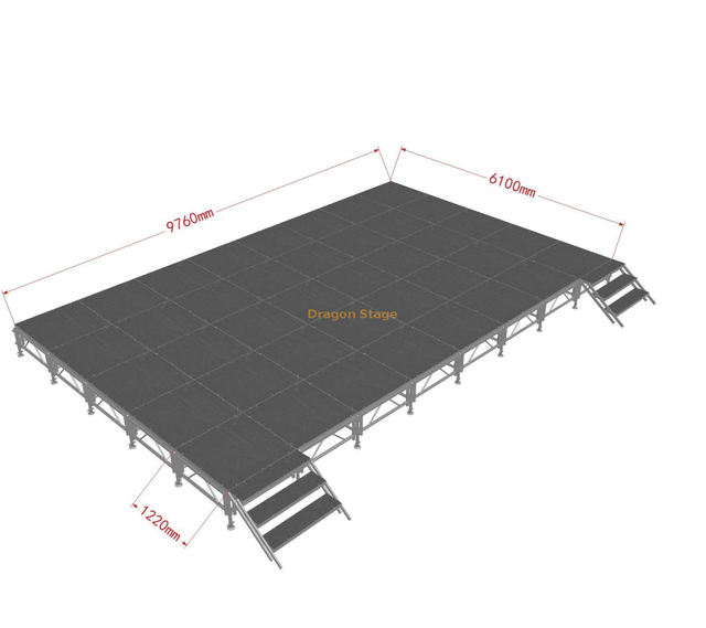 canalizaciones verticales portátiles modulares los 9.76x6.1m de las plataformas de la etapa del 1.22x1.22m