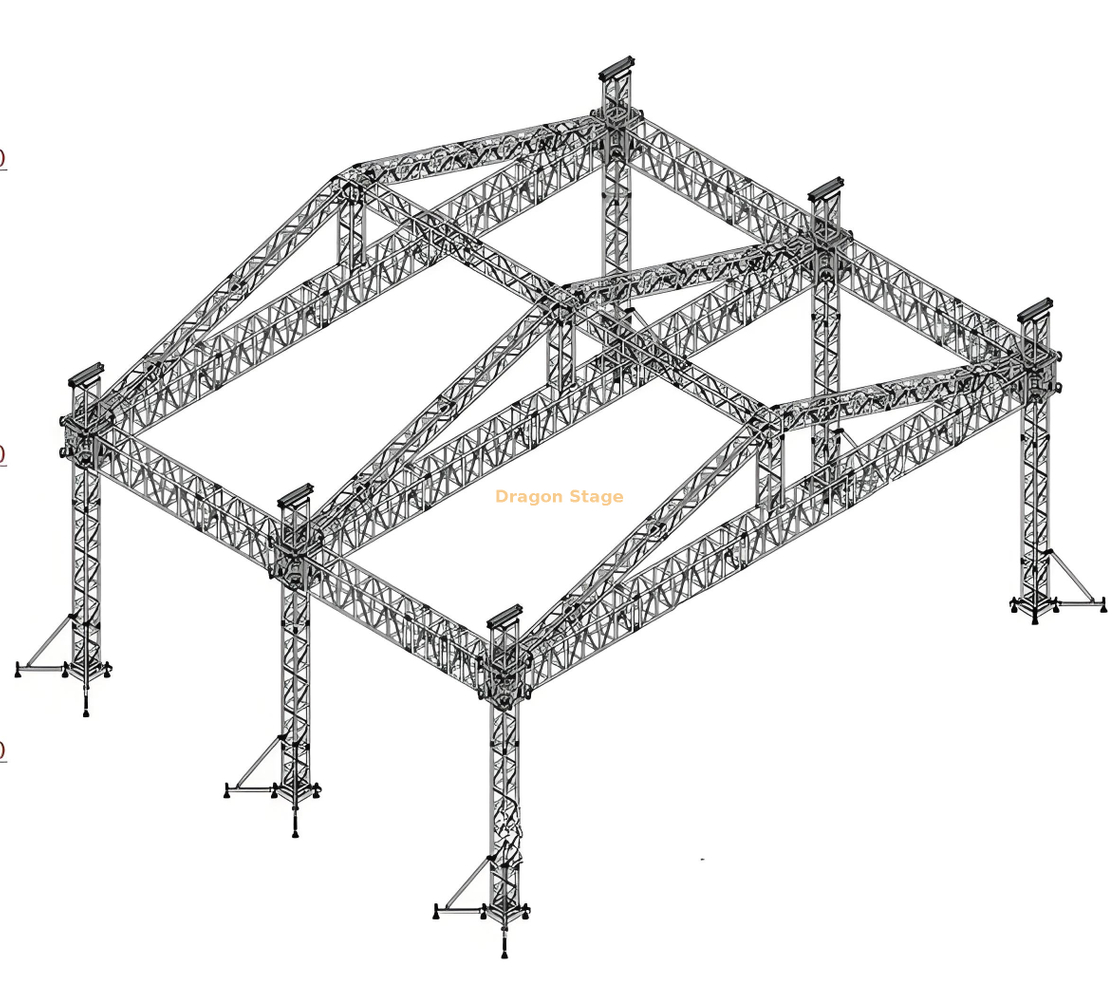Sistema de armadura de techo de aluminio de alta resistencia de 20x18x8m
