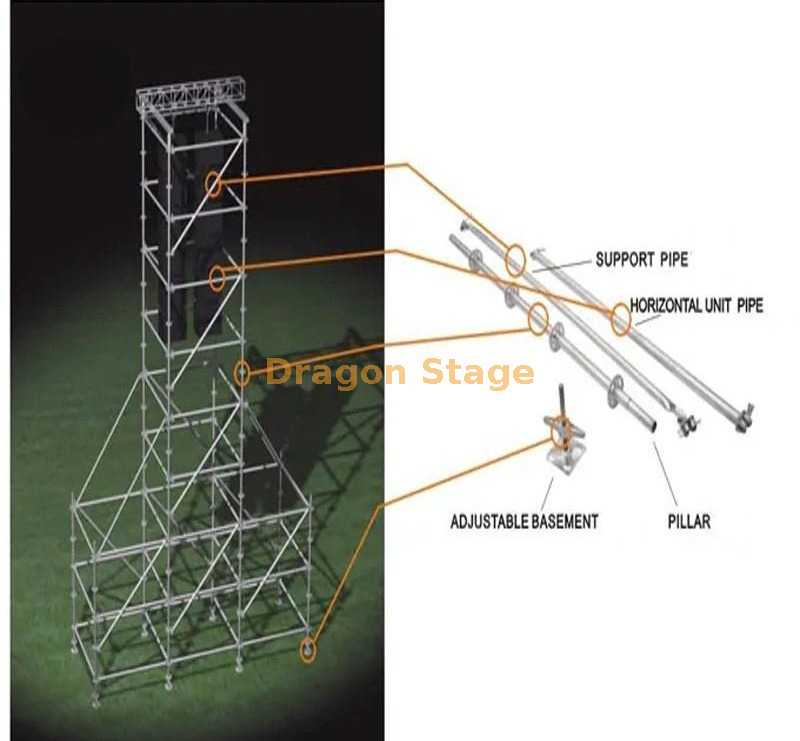 Torre de armadura de andamio de acero de 16 m para el sistema de matriz de línea de concierto al aire libre