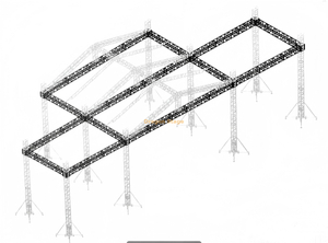 Sistema de armazón de techo de pico de aluminio para exteriores de 14x10x9m: montaje de escenario de 9m de altura con alas dobles de audio/LED de 8m
