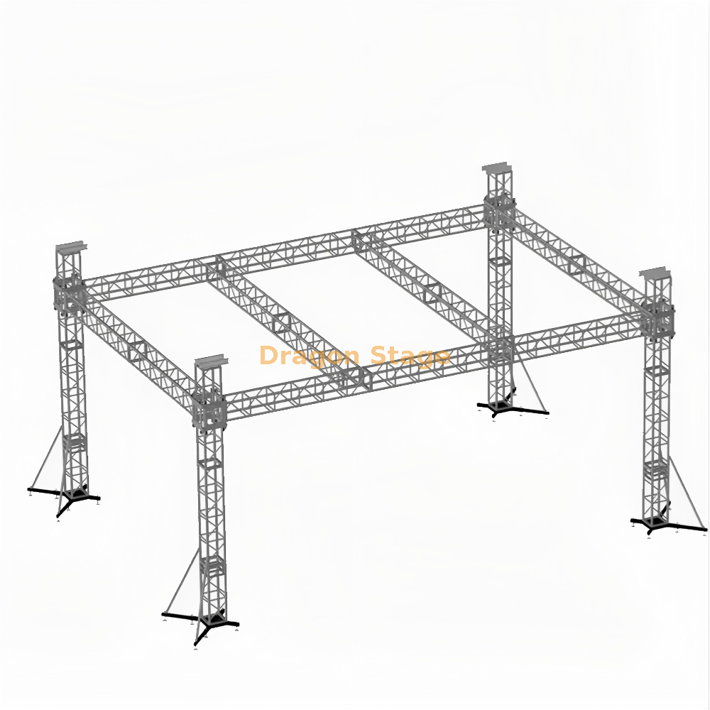 Sistema de armadura de escenario de techo plano de aleación de aluminio de 9x6x5m para eventos móviles al aire libre