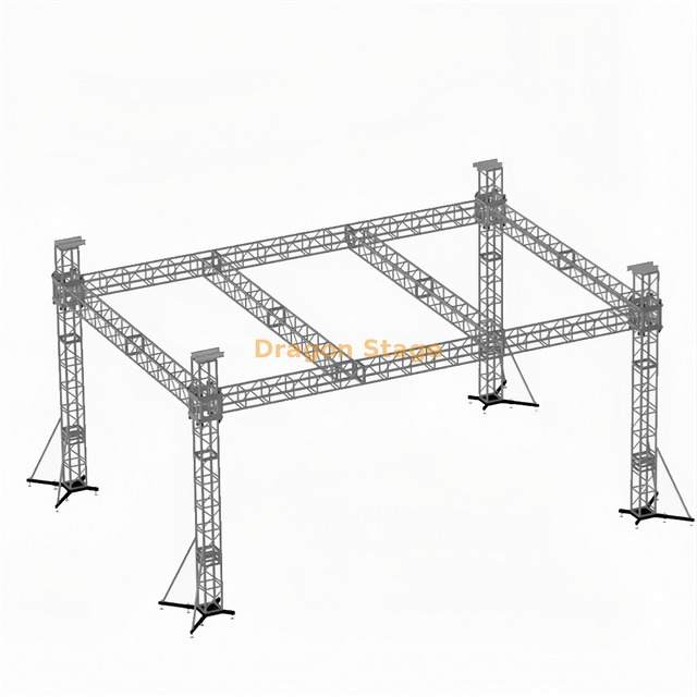 Sistema de armadura de escenario de techo plano de aleación de aluminio de 9x6x5m para eventos móviles al aire libre
