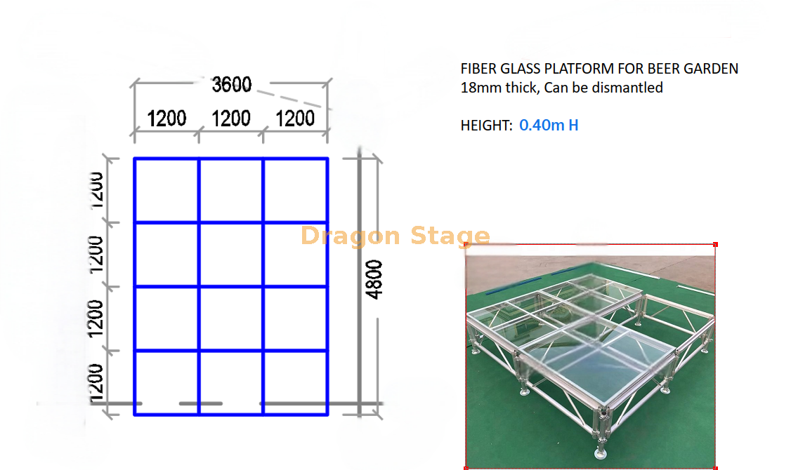 Plataforma de etapa transparente ajustable