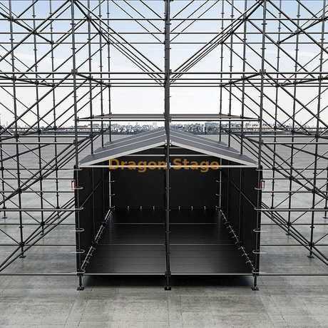 Cabina FOH Ringlock híbrida incorporada de 4x6 m con marco de techo de aluminio para DJ y cabina de control