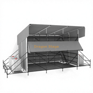 Cabina de control FOH híbrida Ringlock de 6x4 m con techo de aluminio de una sola pendiente