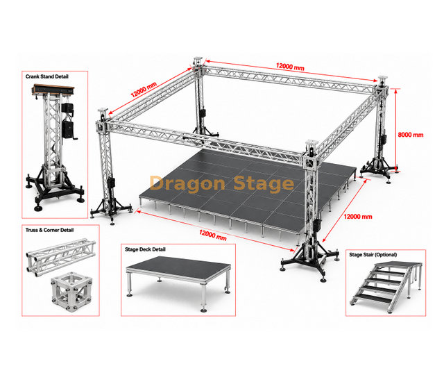 Escenario de iglesia moderno interior personalizado para eventos 12x12x8m Quick Stage 10x10m